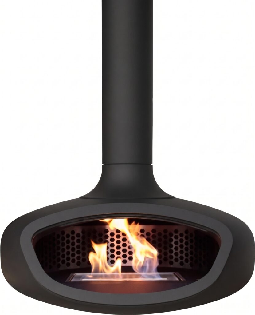 Suspended BioBob, bioethanol burning stove in colour Satin Black