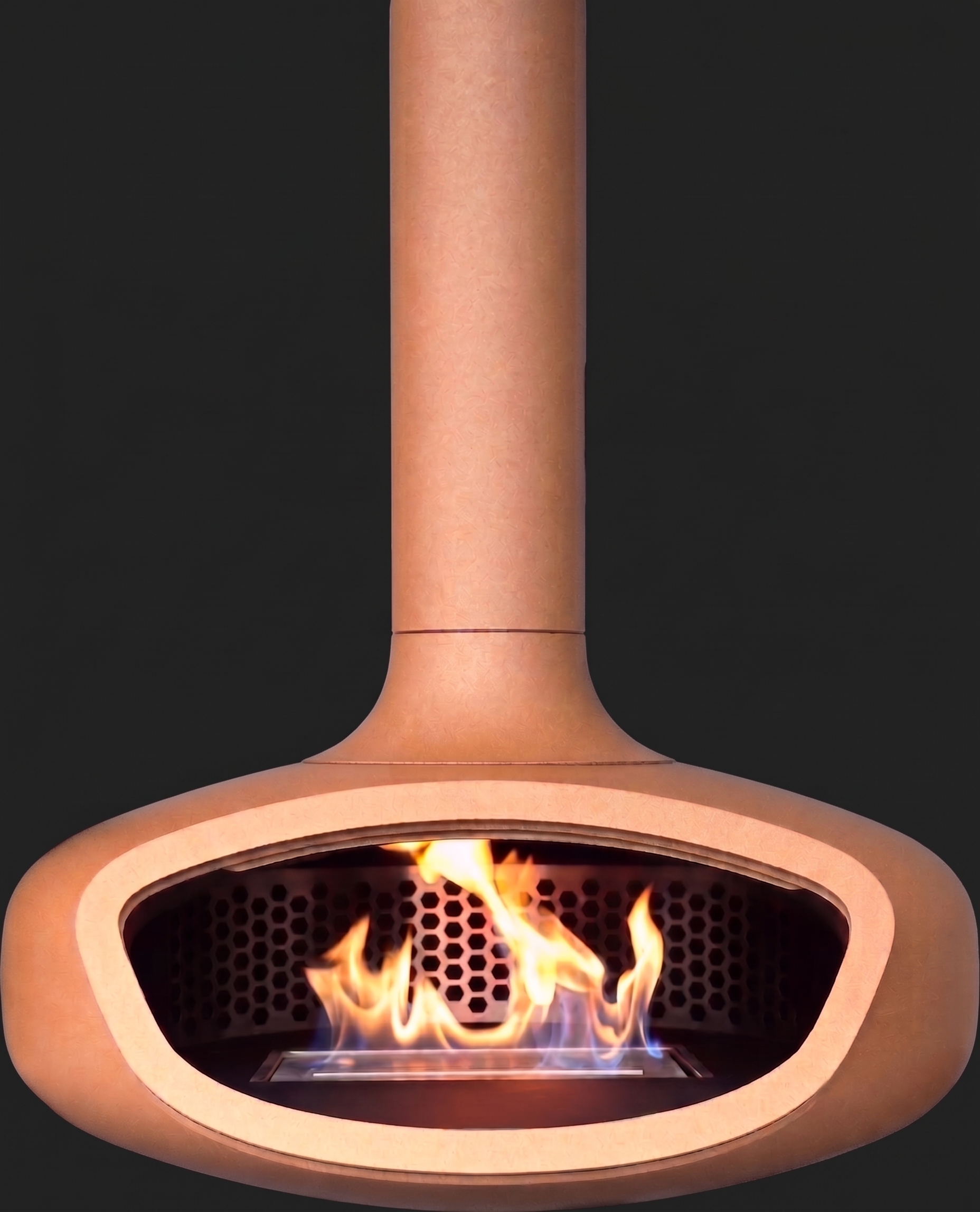 suspended copper fireplace biobob