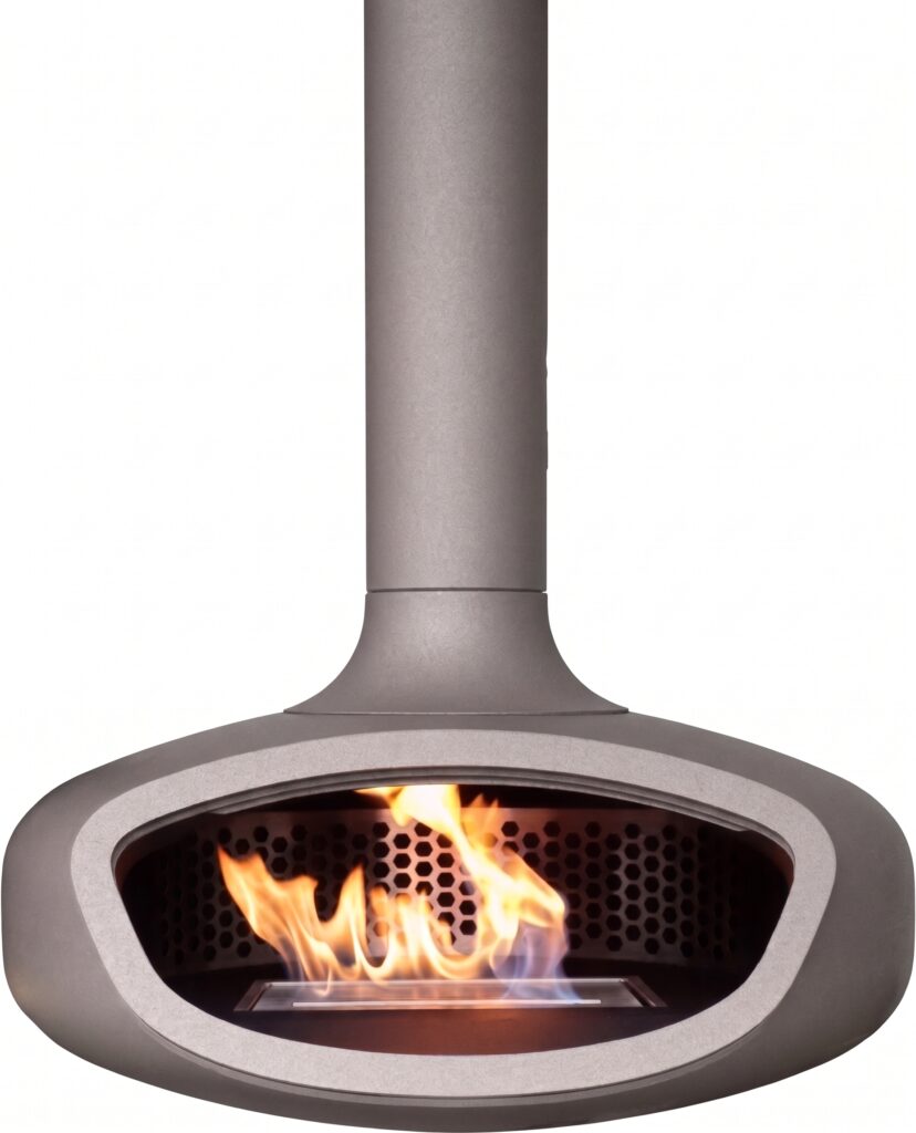 Suspended BioBob, bioethanol burning stove in colour Metallic Brown