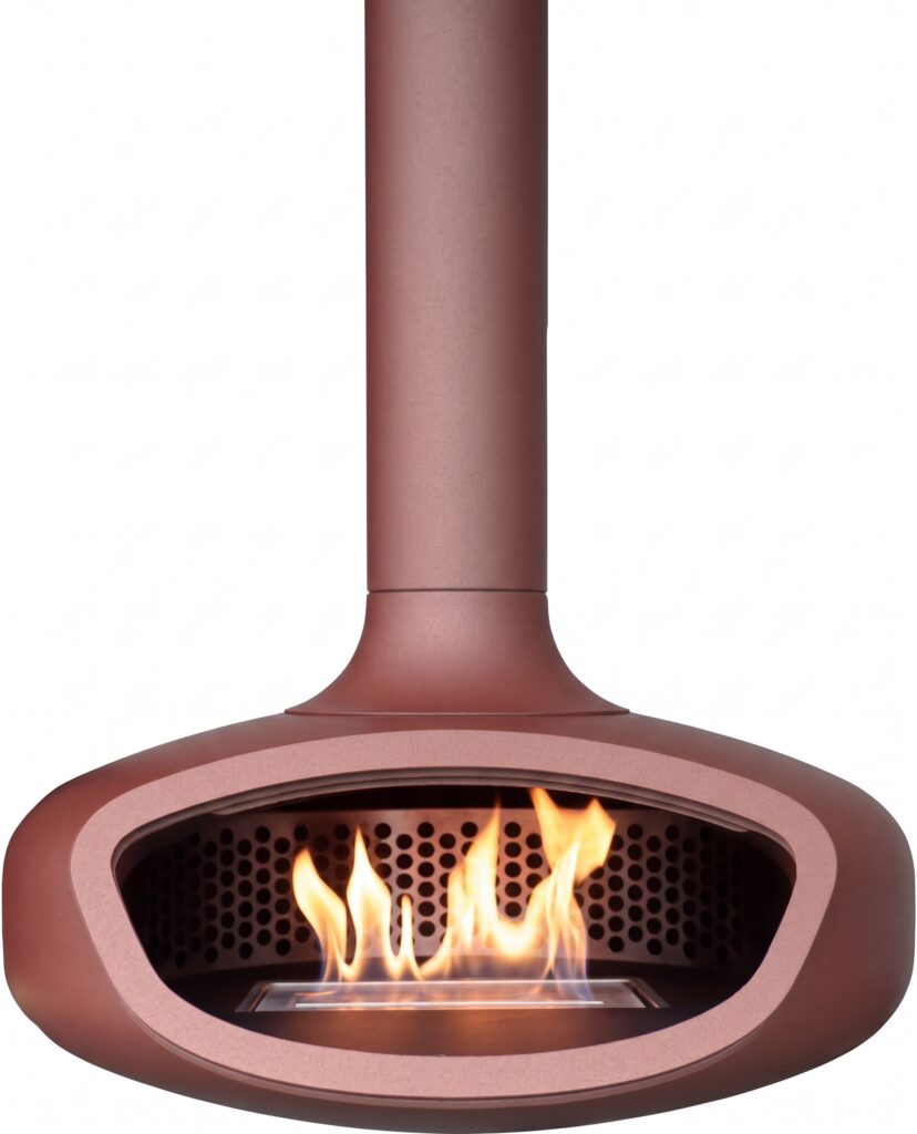 Suspended BioBob, bioethanol burning stove in colour Mojave Red