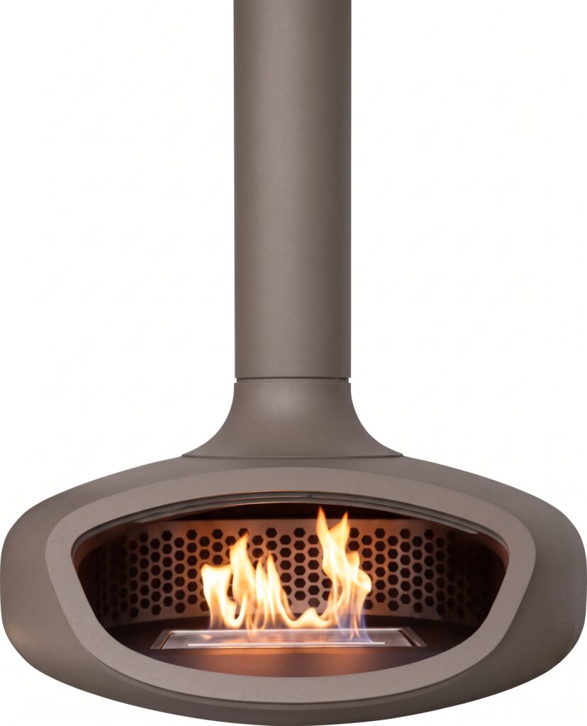 Suspended BioBob, bioethanol burning stove in colour Rich Brown Metallic