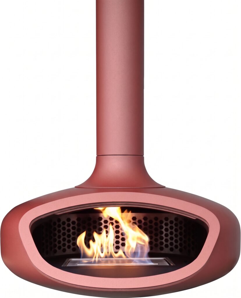 Suspended BioBob, bioethanol burning stove in colour Shimmering Rose