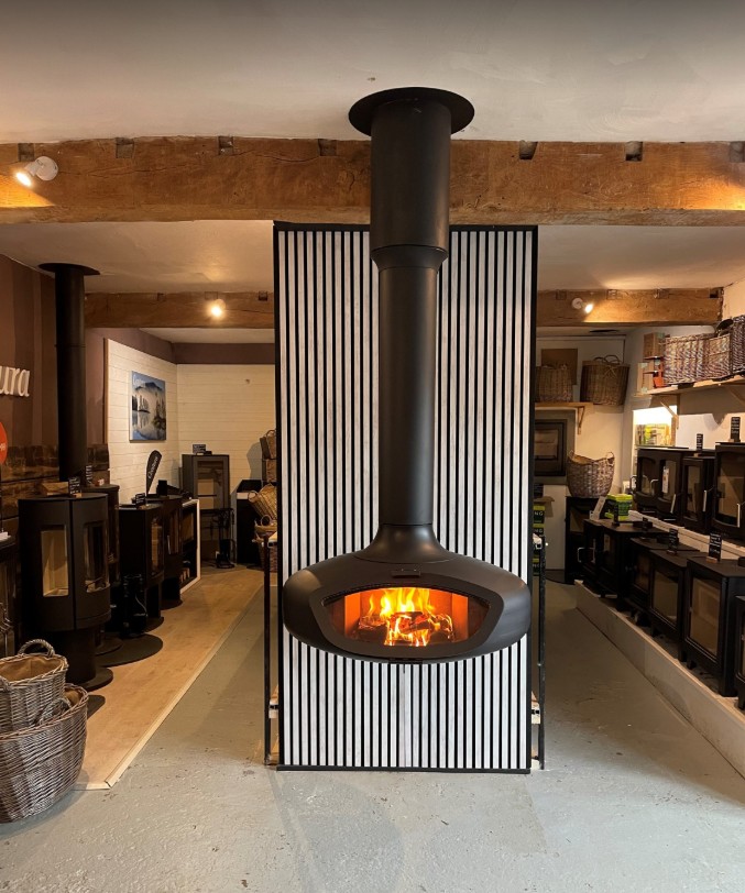 Firebob 90 wood burner on display at Woodburner Showrooms Ltd, Chichester
